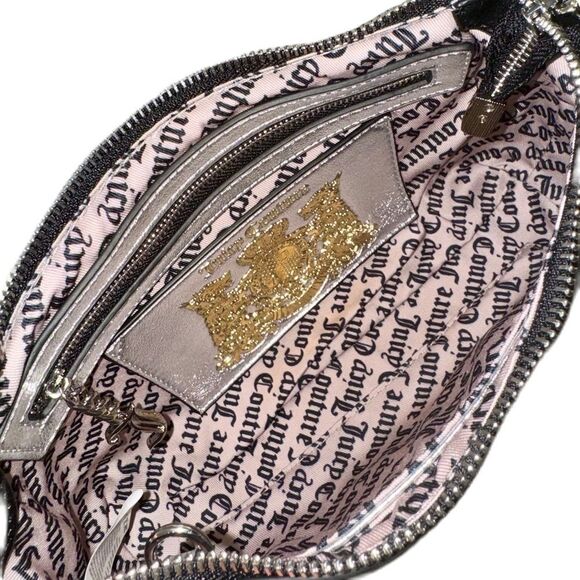 Juicy Couture Black Velour Hollyhock Chain Link Strap Shoulder Bag w/ Mini Pouch - Picture 13 of 16